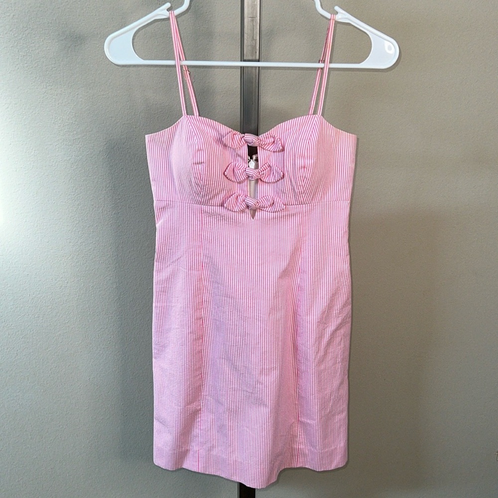 EUC Lilly Pulitzer pink petra pin stripe mini dress size 00